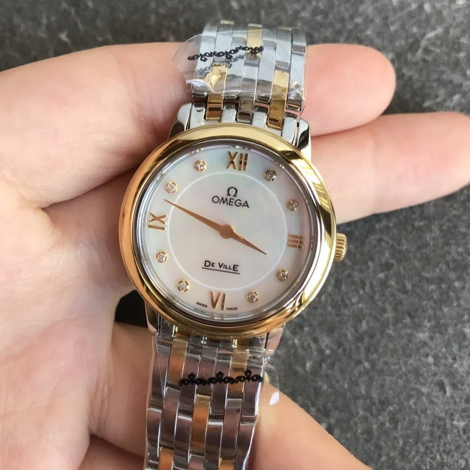 Omega Watch DEVILLE PRESTIGE 27MM QUARTZ GOLD STEEL DIAMOND NUMERALS