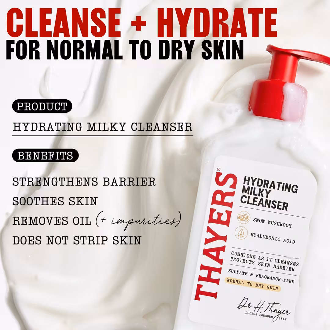Thayers  Hydrating Milky Facial Cleanser with Snow Mushroom and Hyaluronic Acid