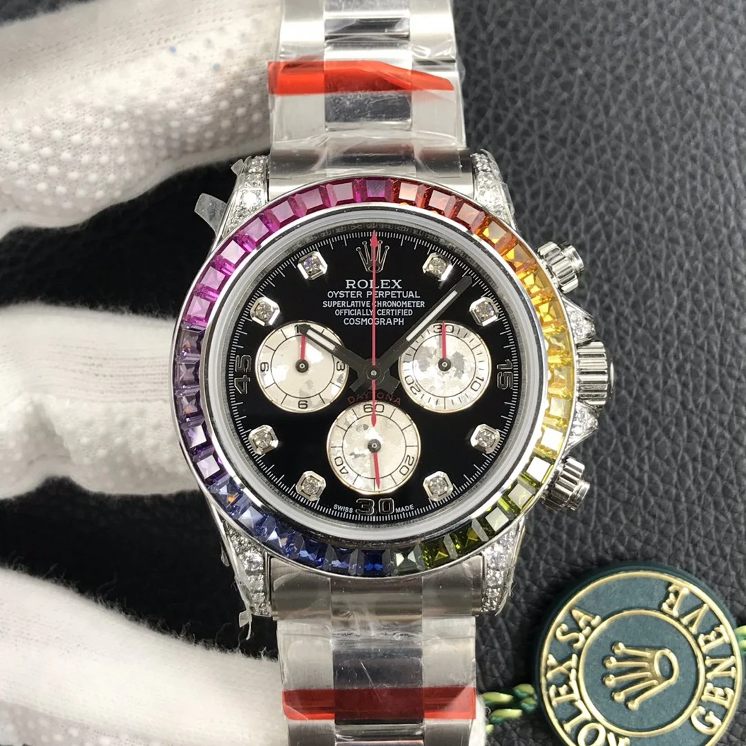 Rolex Watch DAYTONA WHITE GOLD CUSTOM RAINBOW 116520 Watch