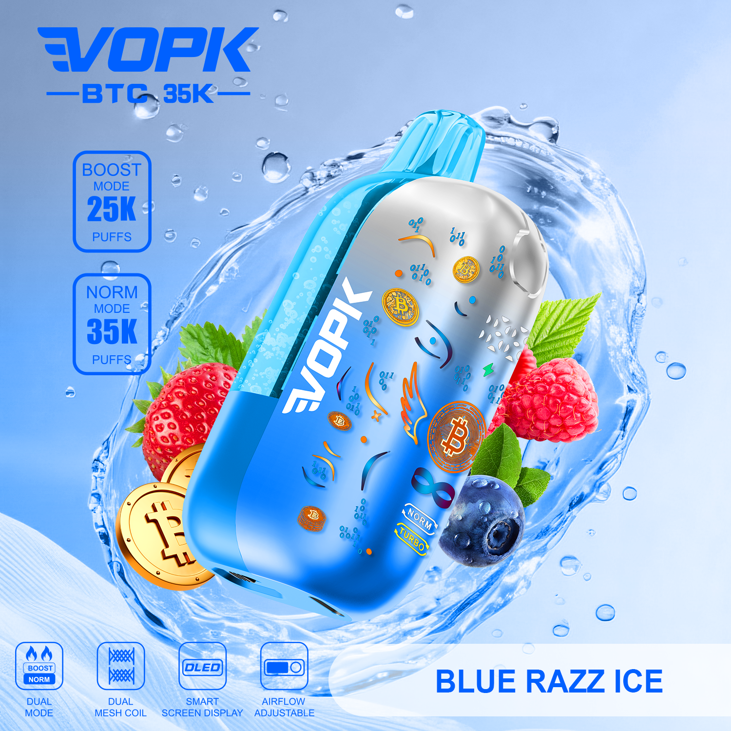 VOPK BTC 35000PUFFS-BLUE RAZZ ICE