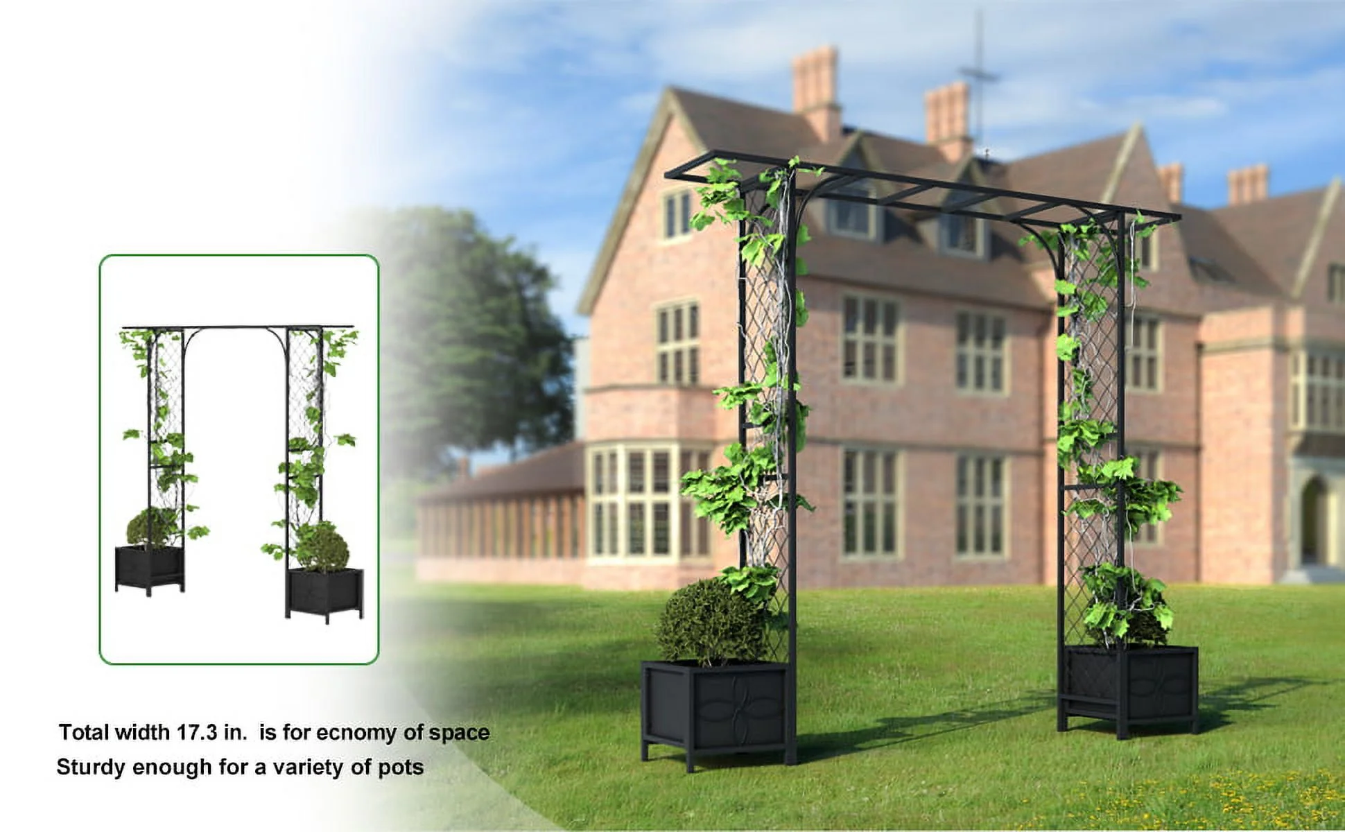 Zhongma Metal Arbor 835'' High Green Carbon Steel Arbor, Moisture Resistant Planters