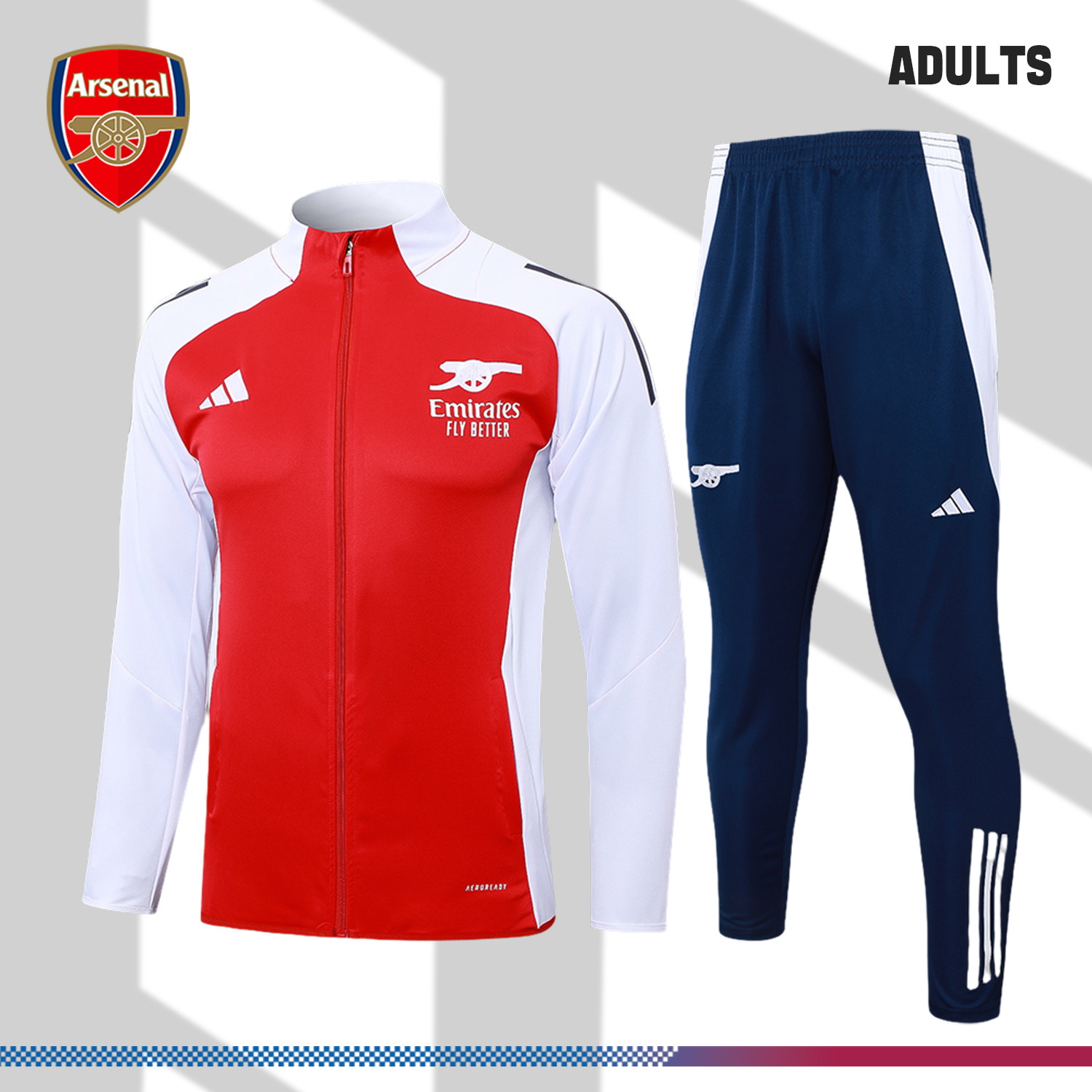 2024/2025 Arsenal Red Adult Full Zip Training Suit (Adult Kit)