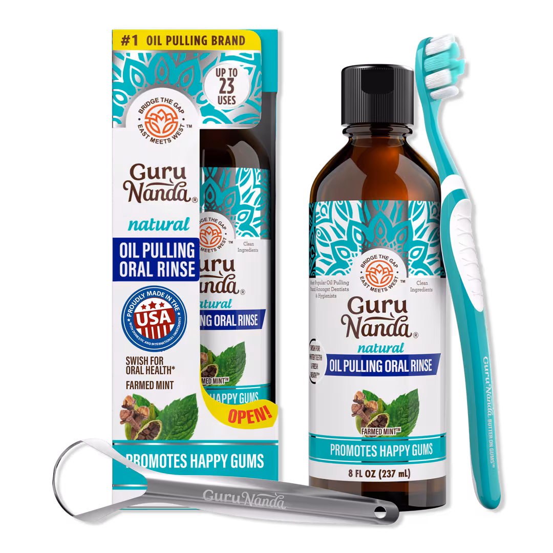 GuruNanda  Farmed Mint Oil Pulling Oral Rinse with Essential Oils & Vitamins