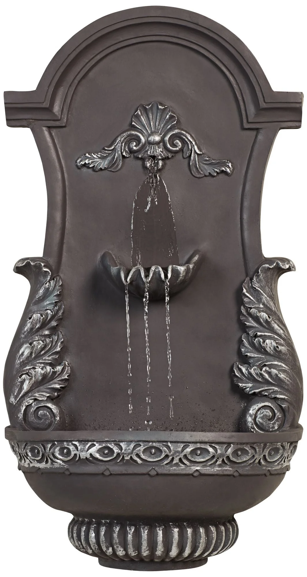 John Timberland Tivoli Grey Ornate Rustic Outdoor 2 Tier Outdoor Wall Water Fountain 33" for Yard Backyard Garden Patio Home Deck Porch House Exterior