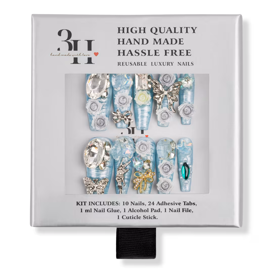 3H Nails  Arctic Jewel Long Coffin Press-On Nails