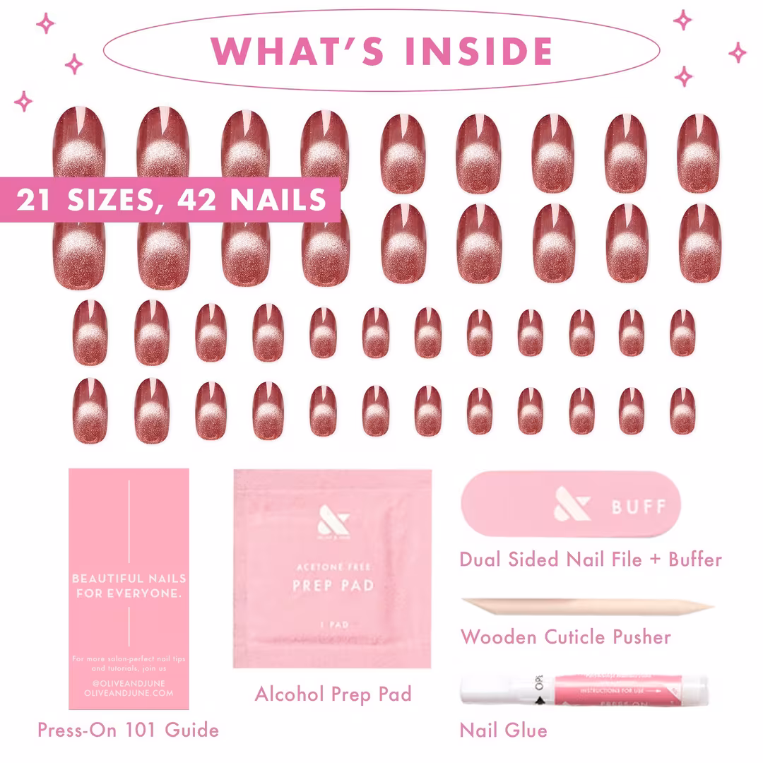 Olive & June  Instant Mani Press On Nails Berry Velvet French