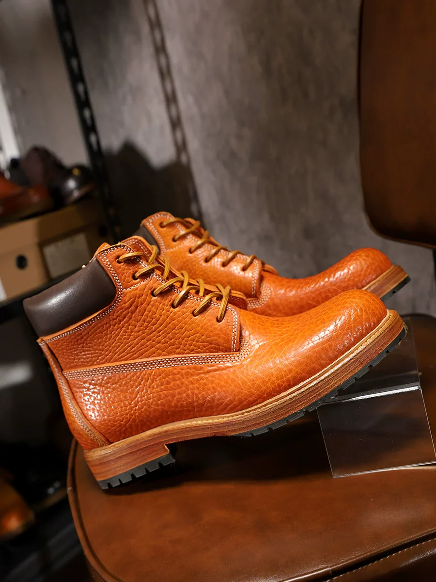 Goodyear bison leather tooling locomotive Martin rhubarb boots