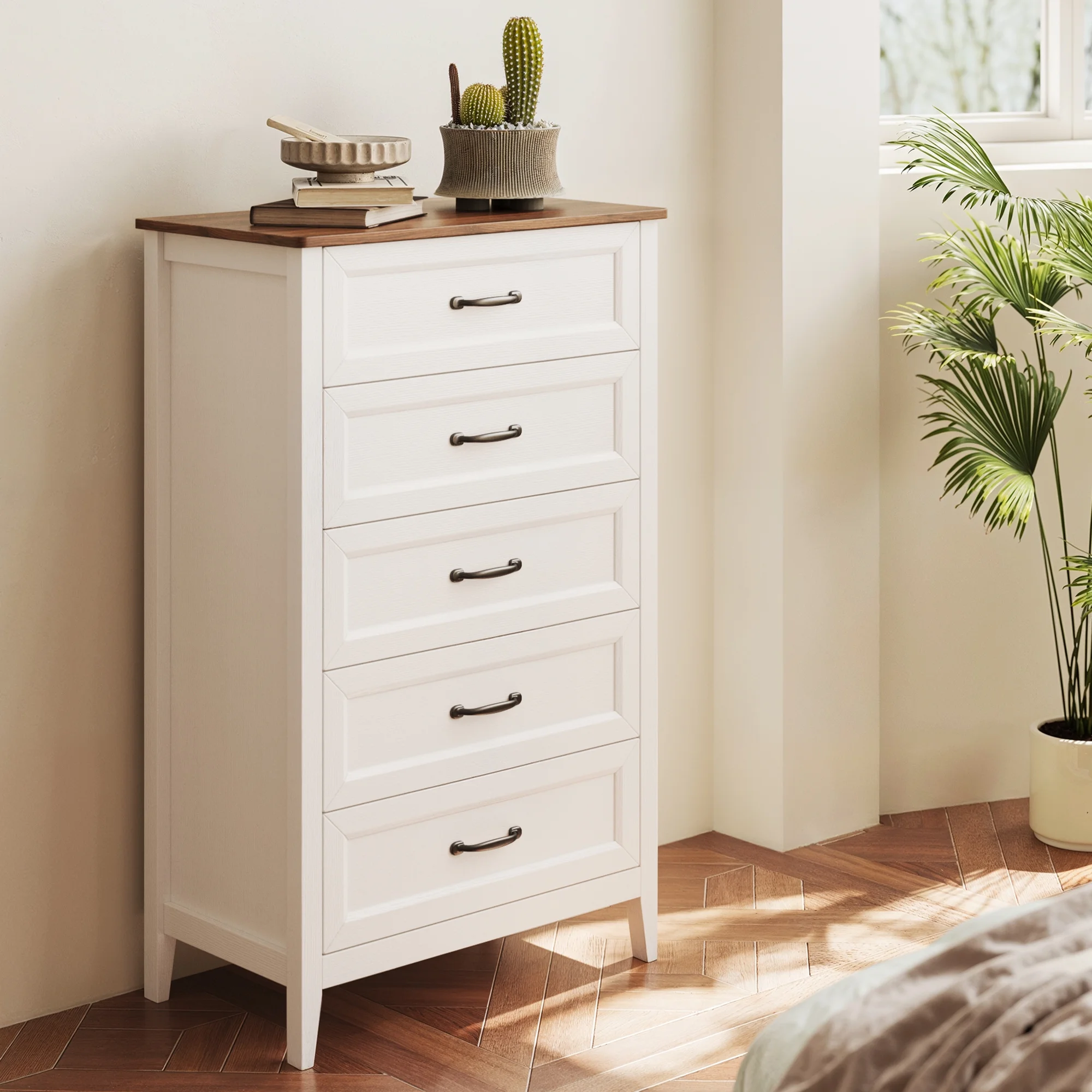 Lofka Farmhouse 5 Drawers Dresser for Bedroom, 45