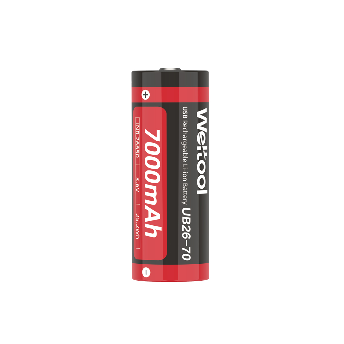Weltool UB26-70 26650 Rechargeable lithium-ion battery with USB-C interface