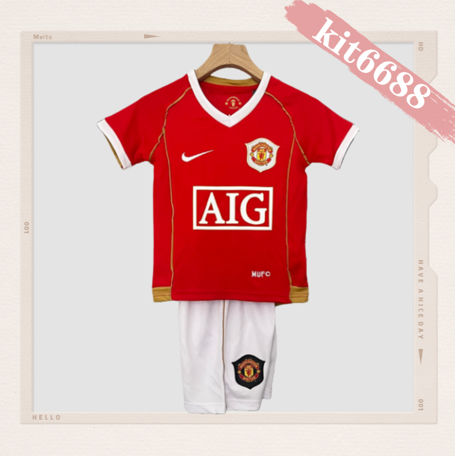 06/07 Manchester United home ground Retro Football Soccer Kids Kit