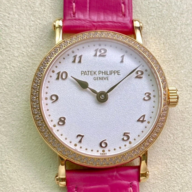 PATEK Watch Calatrava 34.6mm Gold White Dial Leather