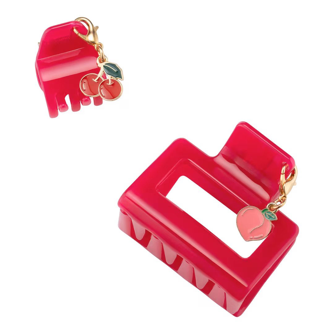 Conair Accessories  Berry Claw Clip Set with Peach & Cherry Charms