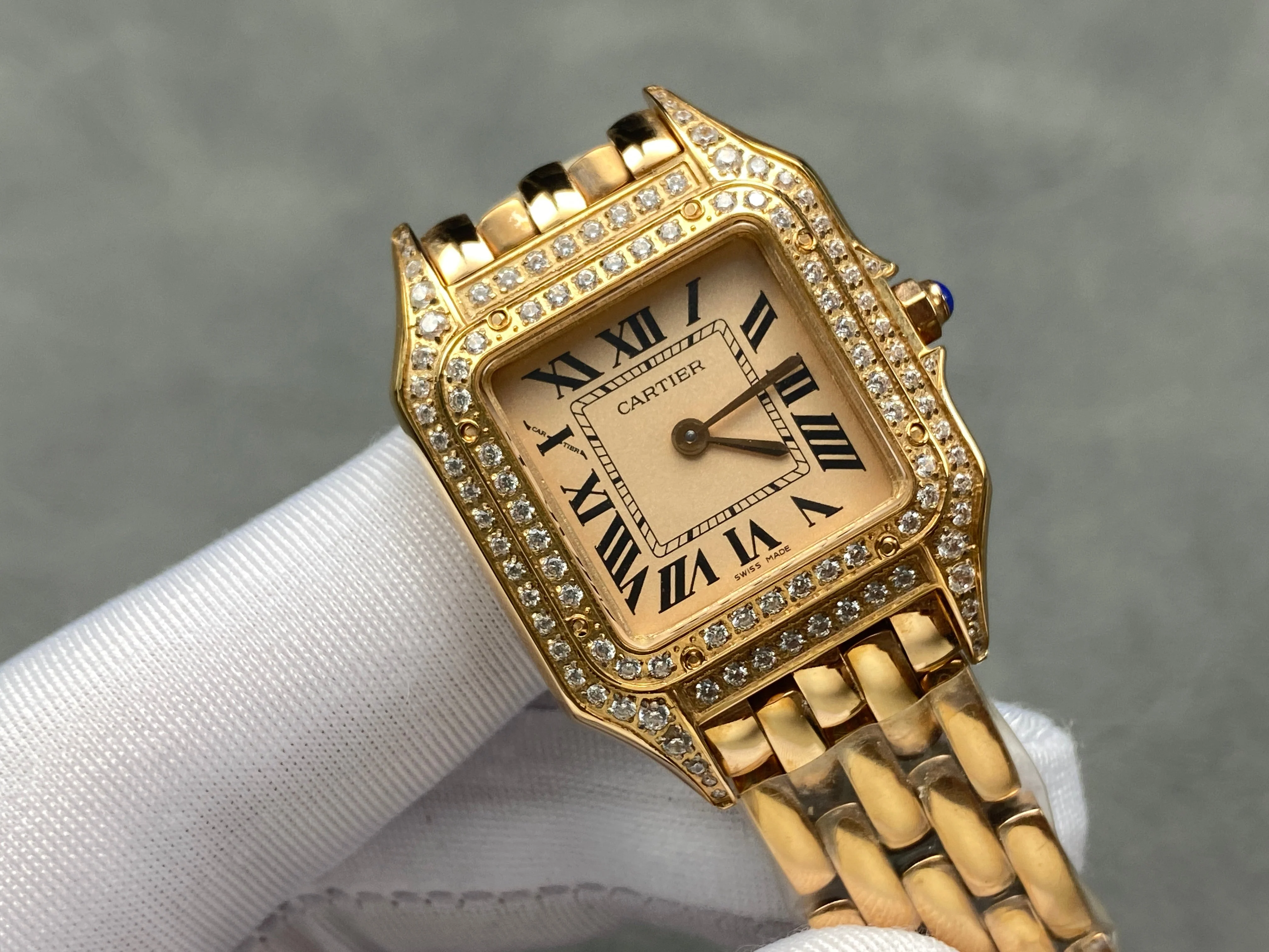 Cartier Watch Panthere 27mm Pink Gold Case Diamond Bezel