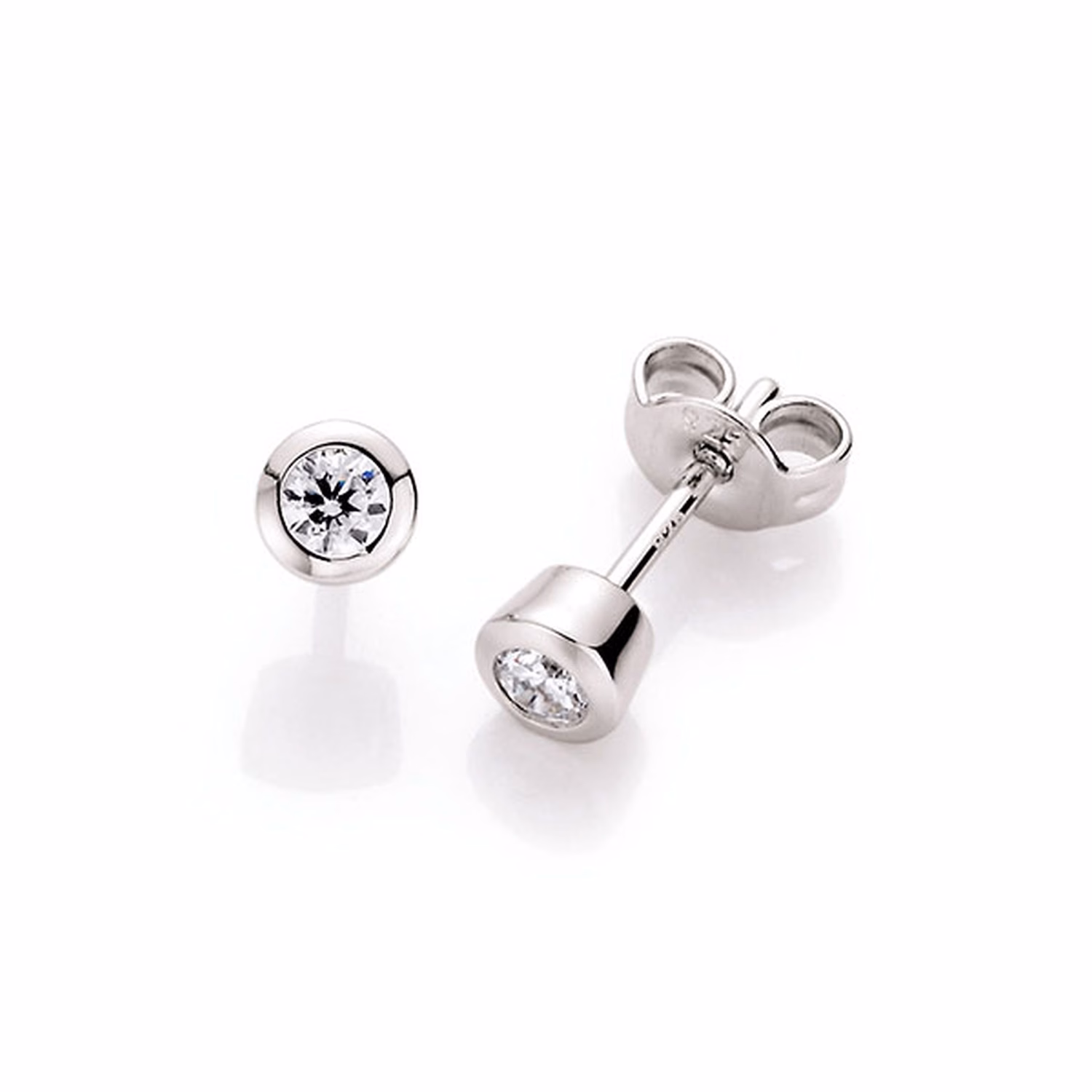 Ohrstecker schlicht, Zirkonia in Zargenfassung, Silber 925