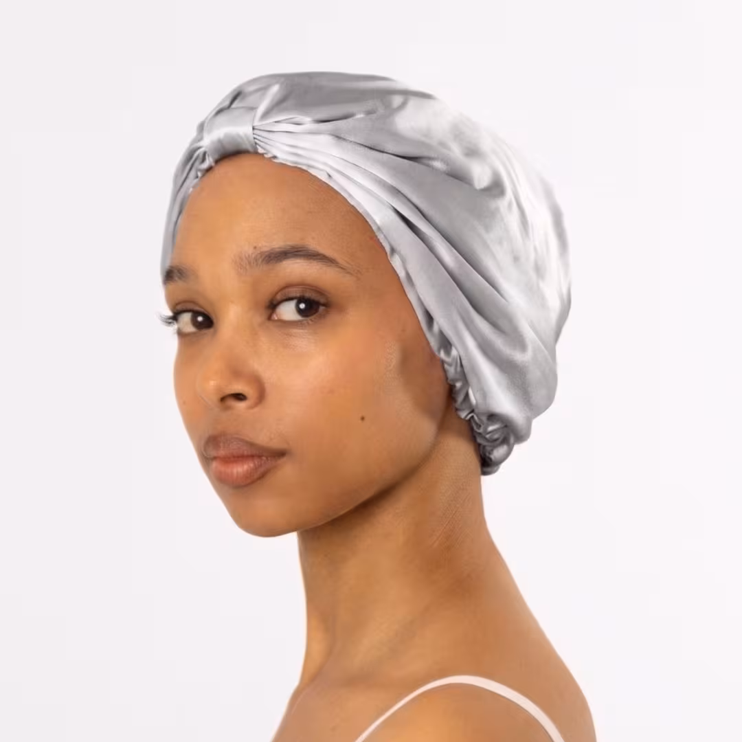 LINA LENNOX  Organic Silk Métallique Bonnet & Scrunchie Set