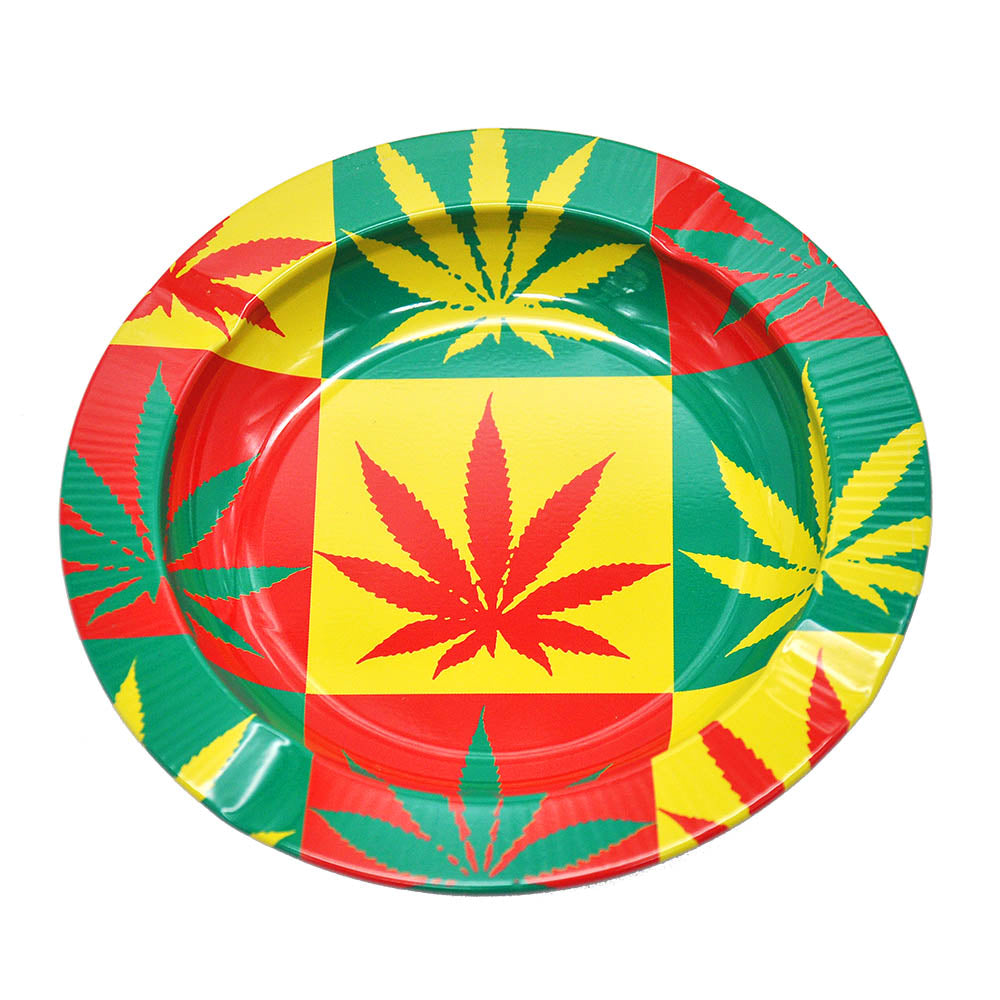 Marijuana Leaf Tin Ashtray (Random Pattern)