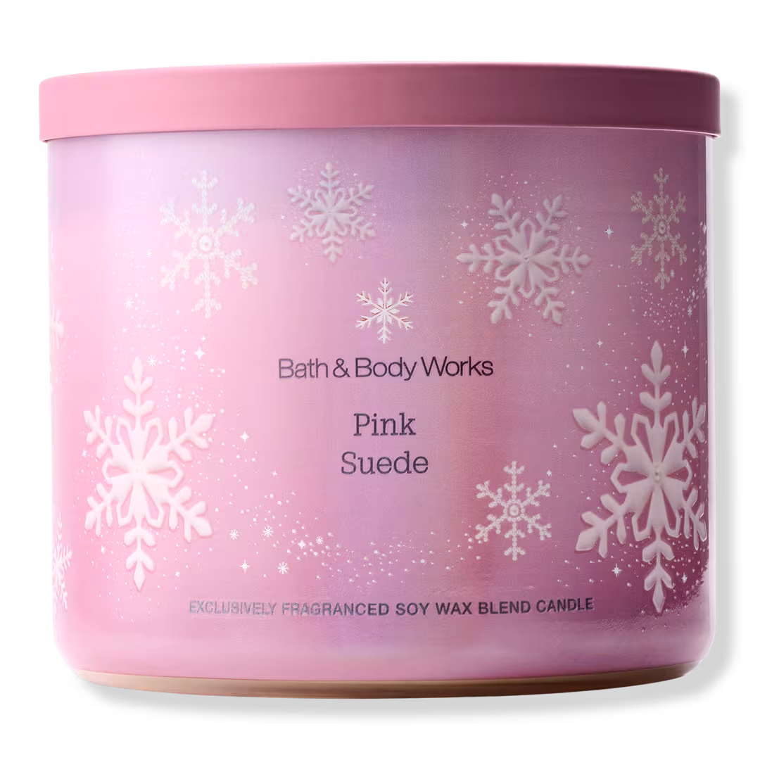 Bath & Body Works  Pink Suede 3-Wick Scented Candle
