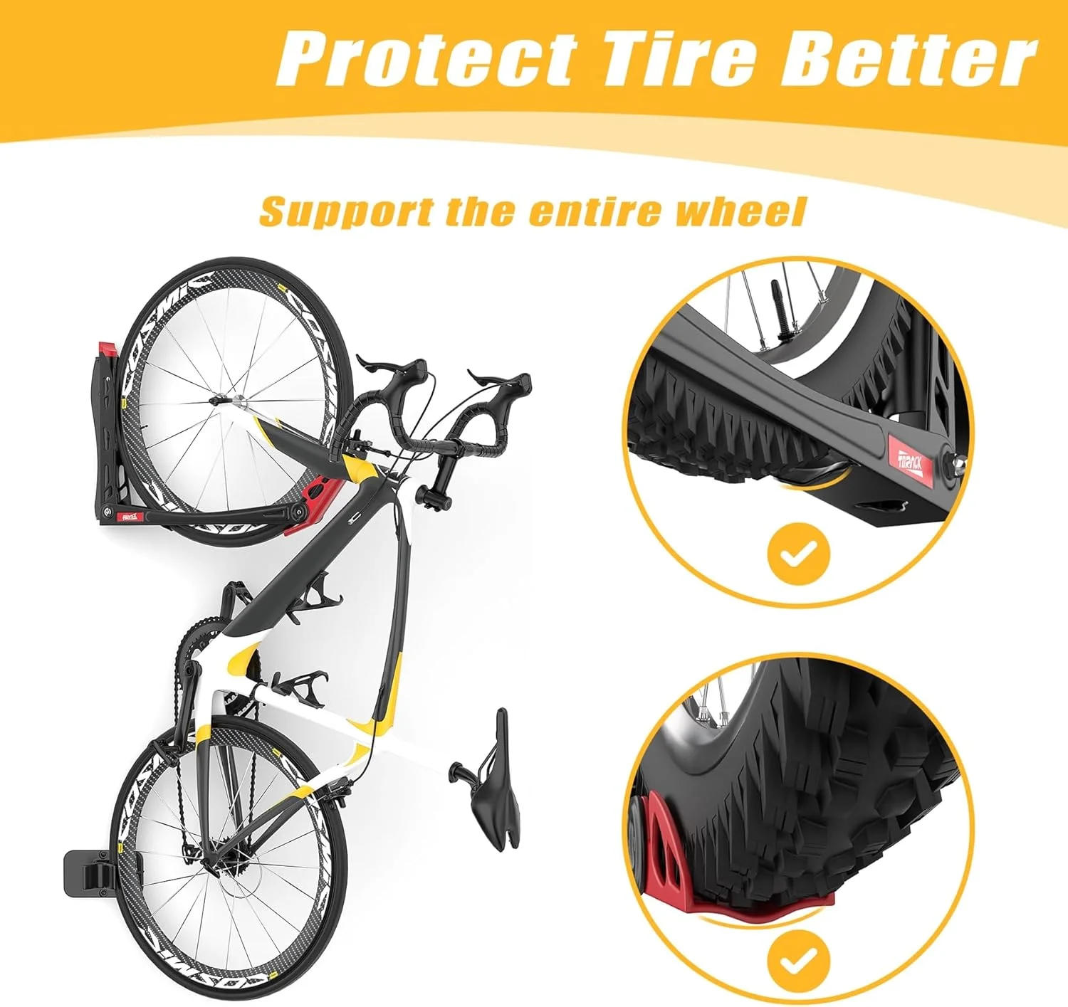 BIKEPAL No Lift Swivel Bike Rack, Space Saving Vertical Wall Mount Bike Holder for Garage Storage (1 Pack)
