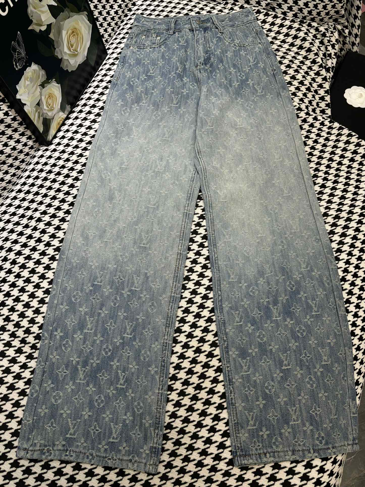 LV Style Gradient Monogram Denim Pants