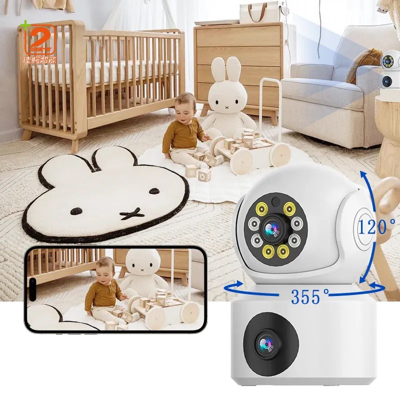Best Seller Dual Lens Surveillance Camera Factory Supply Wireless Indoor CCTV Camera Motion Detection Remote View Custom Logo