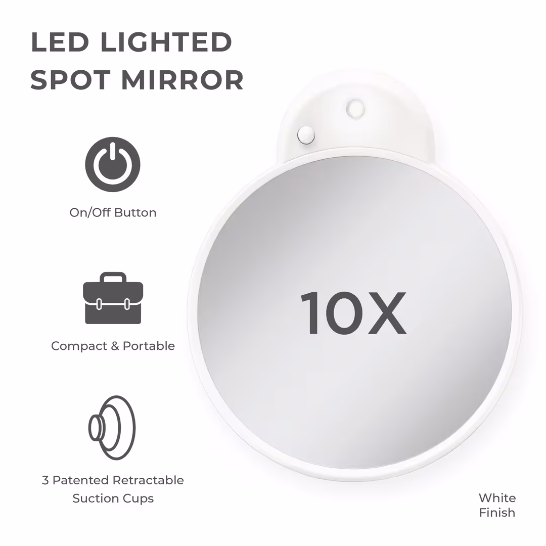 Zadro  LED Lighted Compact Mirror with 10X, Suction Cups