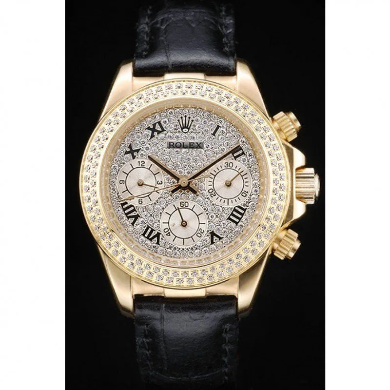 Rolex Daytona Lady Gold Case Crystal Studded Bezel Crystal Studded Dial 98238