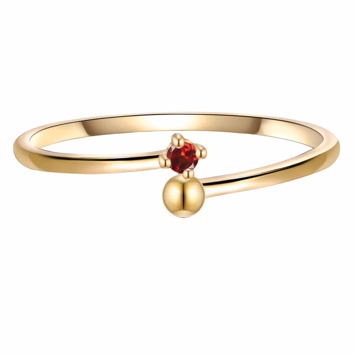 Ring Sterling Silber Granat in Gelbgold