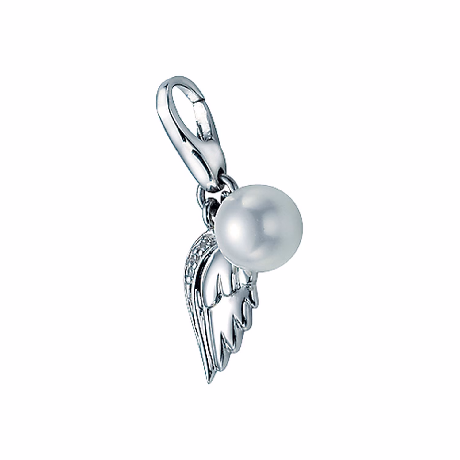 Charm Flügel und Perle, Silber 925