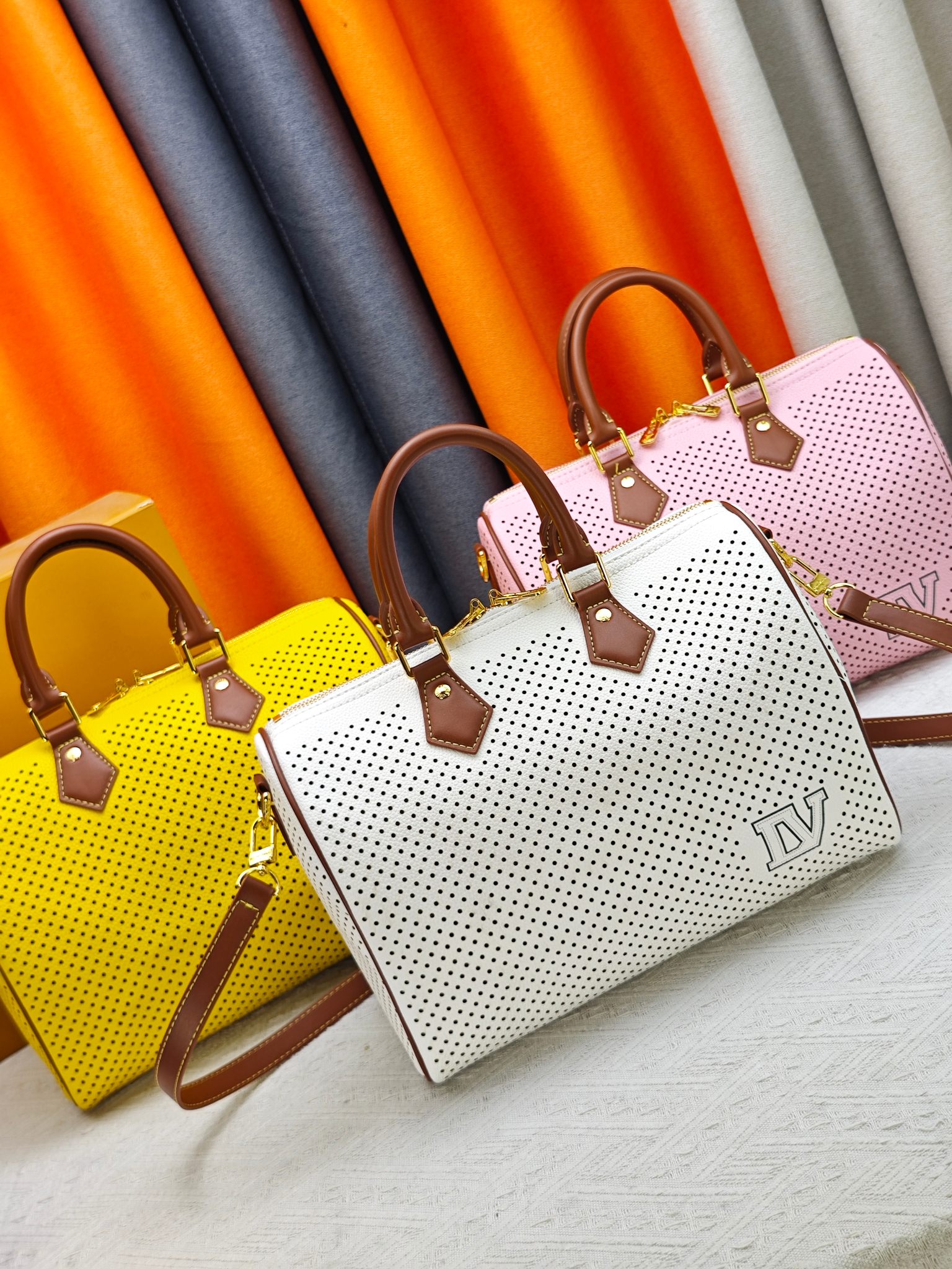 LV Speedy 30 All-over Micro Round Perforated Boston Top Handle Bag