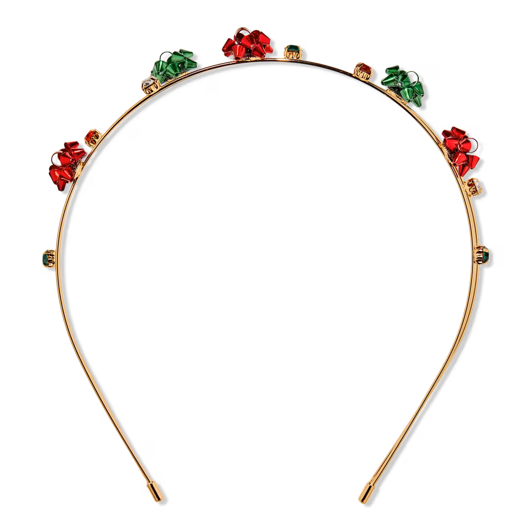 Conair Accessories  Gold Metal 2-Strand Headband with Gift-Bows and Stones