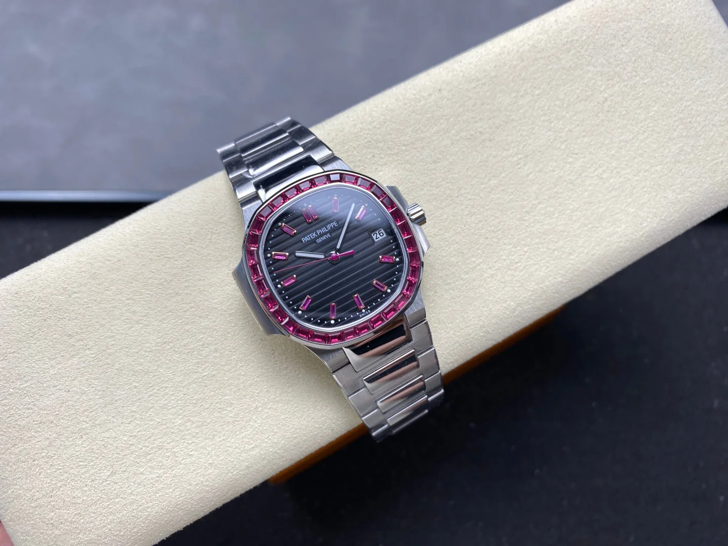 PATEK Watch Nautilus 35.2mm Silver Black Pink Dial