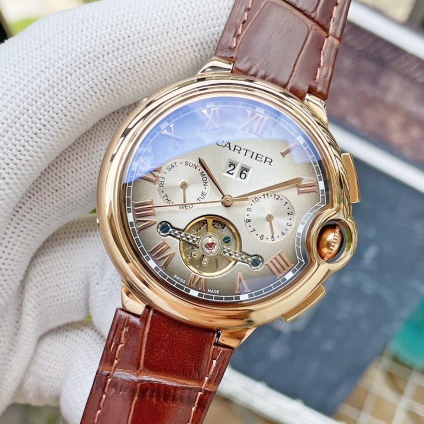Cartier Watch BALLON BLEU DAY-DATE ANNUAL CALENDAR 42 LEATHER STRAP
