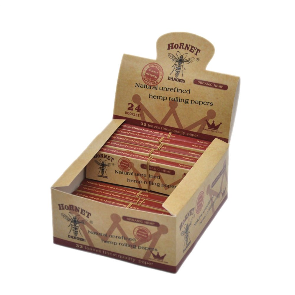 Hornet Kingsize Brown Unrefined Hemp Rolling Paper Box of 24 Booklets/1536