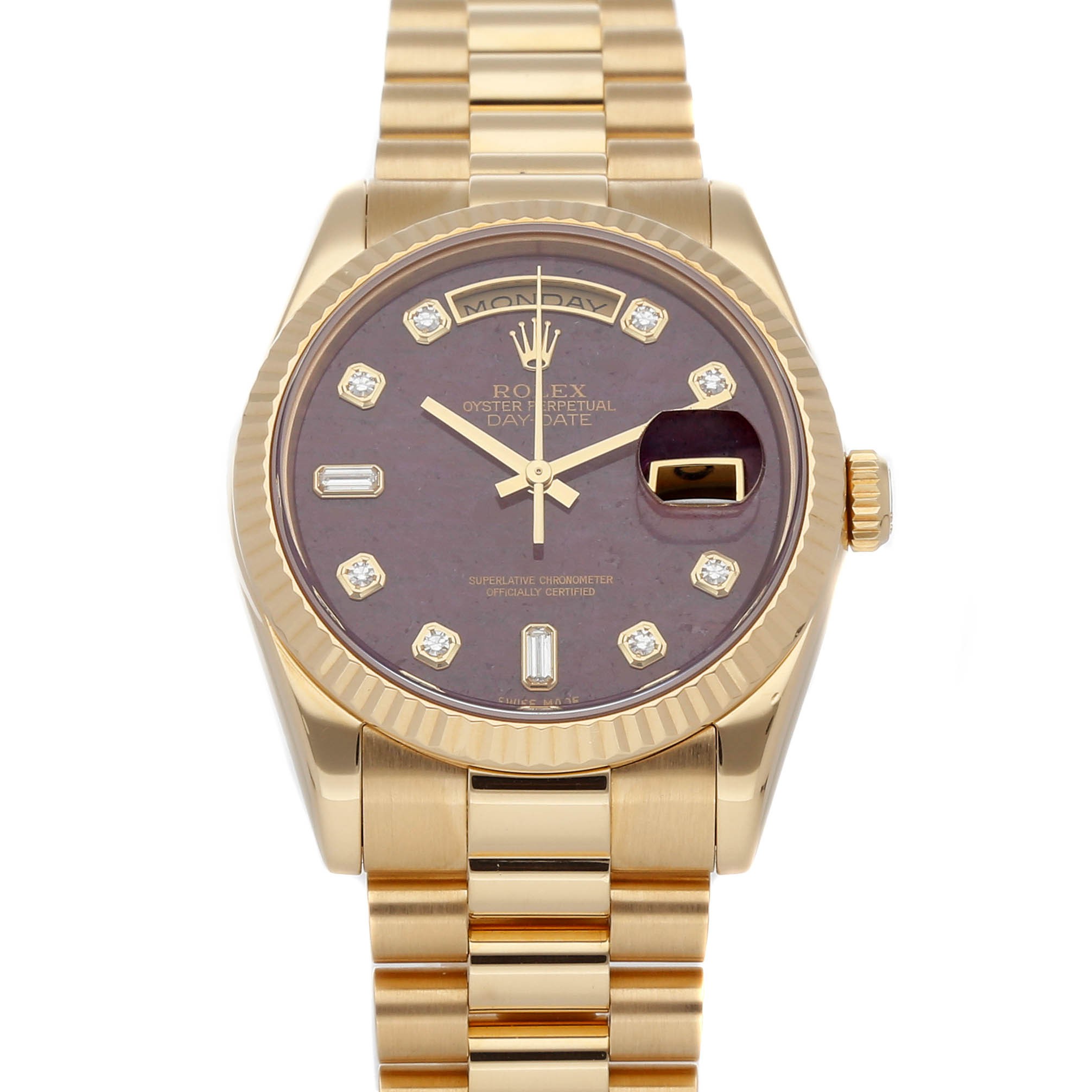 ROLEX DAY-DATE RUBELLITE & DIAMOND DIAL GOLD REF. 118238