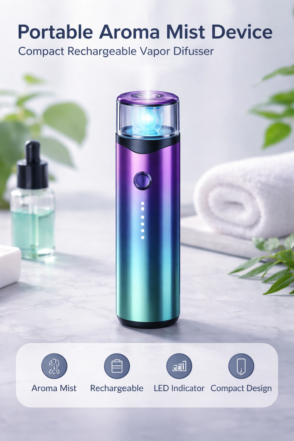 Portable Aroma Mist Device – Compact Rechargeable Vapor Diffuser