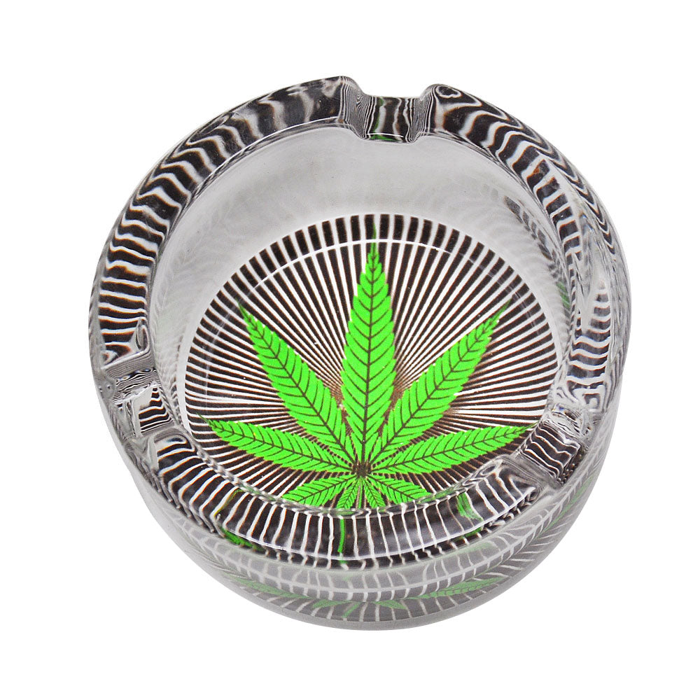 Marijuana Leaf Glass Ashtray (Random Pattern)
