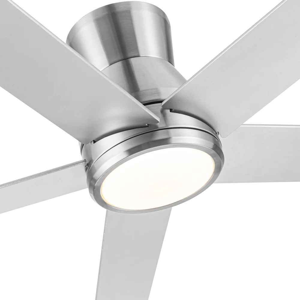 52in Brushed Nickel Low Profile Ceiling Fans with Light KitEnergy Efficient Quiet Motor Modern Flush Mount Design for Indoor Use