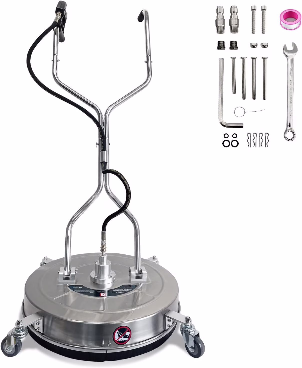 Garvee 24" Pressure Washer Surface Cleaner with Dual Handles C Stainless Steel, 4-Wheel Design for Driveways, Sidewalks, Curbs, Decks, & Patios C 4900 PSI, High-Efficiency Cleaning Accessory