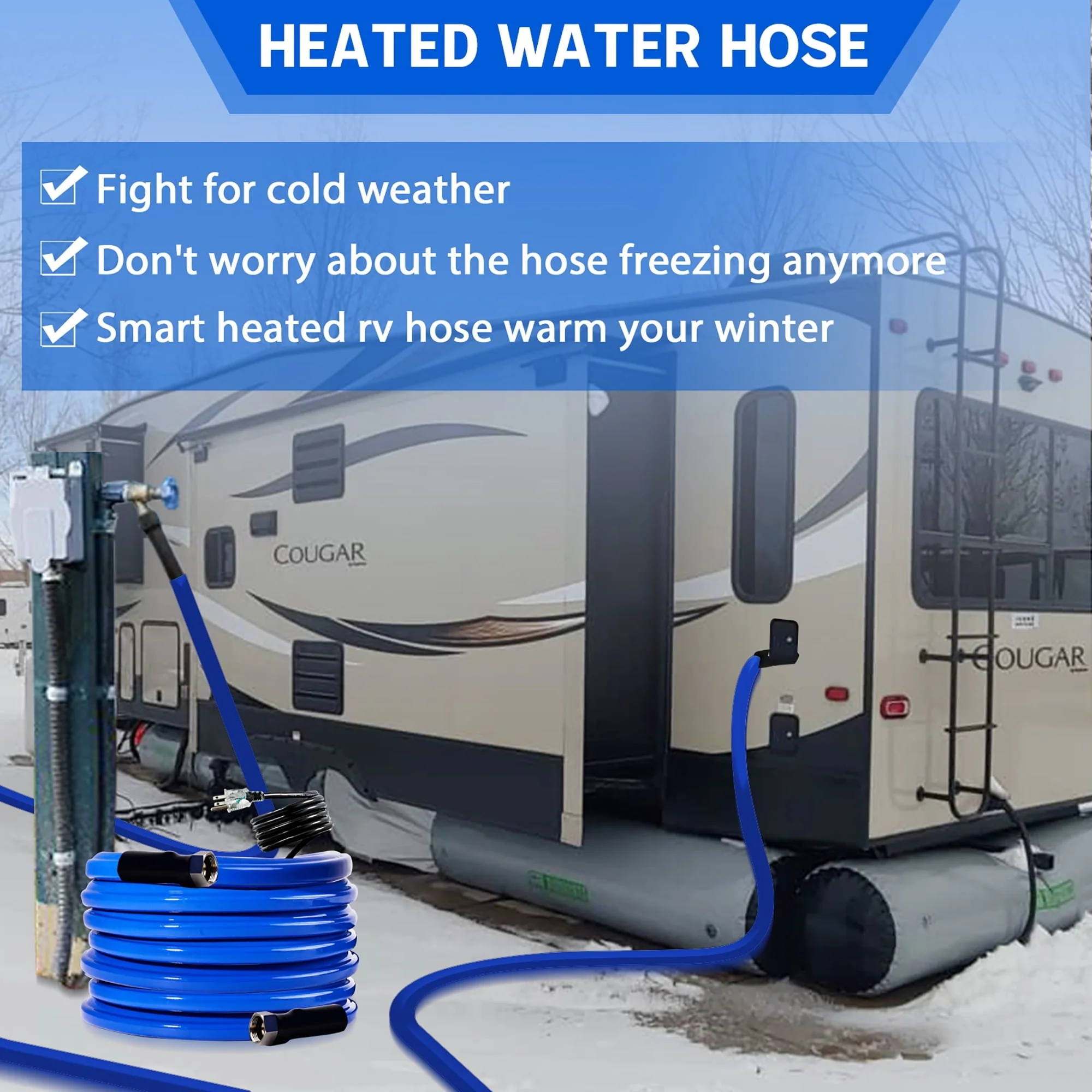 50FT, 100FT Heated Water Hose for RV,-45 ?Antifreeze Drinking Garden Water Hose，Rv Accessories, Rv Water Hose