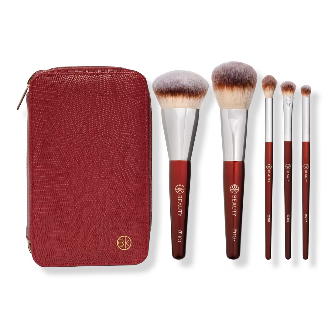 BK Beauty  Travel Brush Set with Faux Leather Pouch