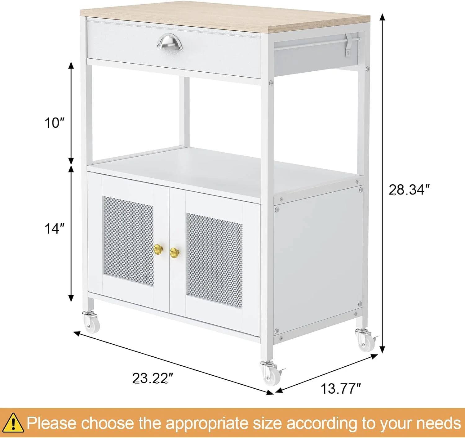 Buffets Coffee Bar Station, 3-Tier Small Coffee Stand Station with Storage, Farmhouse-Style Microwave Cart Featuring 2-Door Cabinet Ideal for Living Room, Entryway, Sideboards