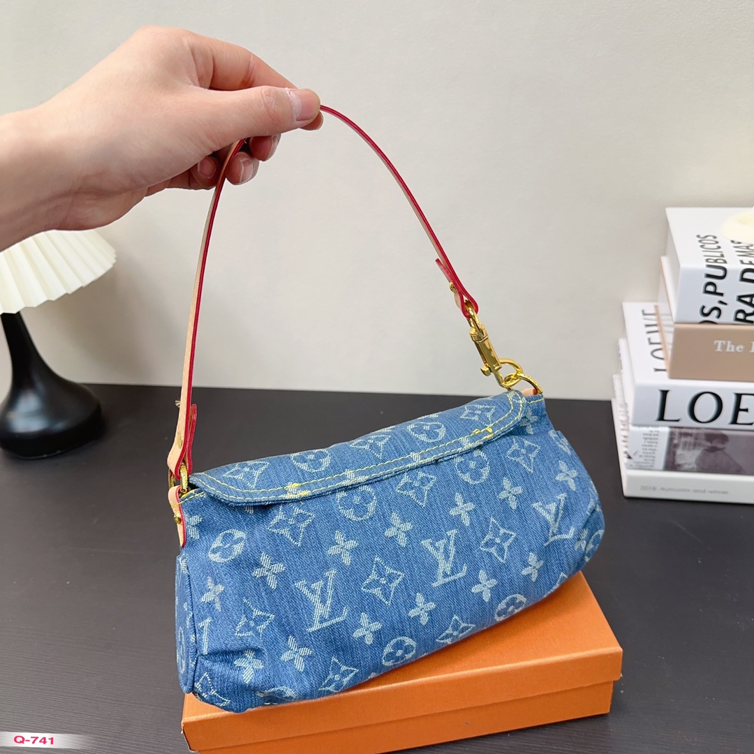 LV denim underarm bag