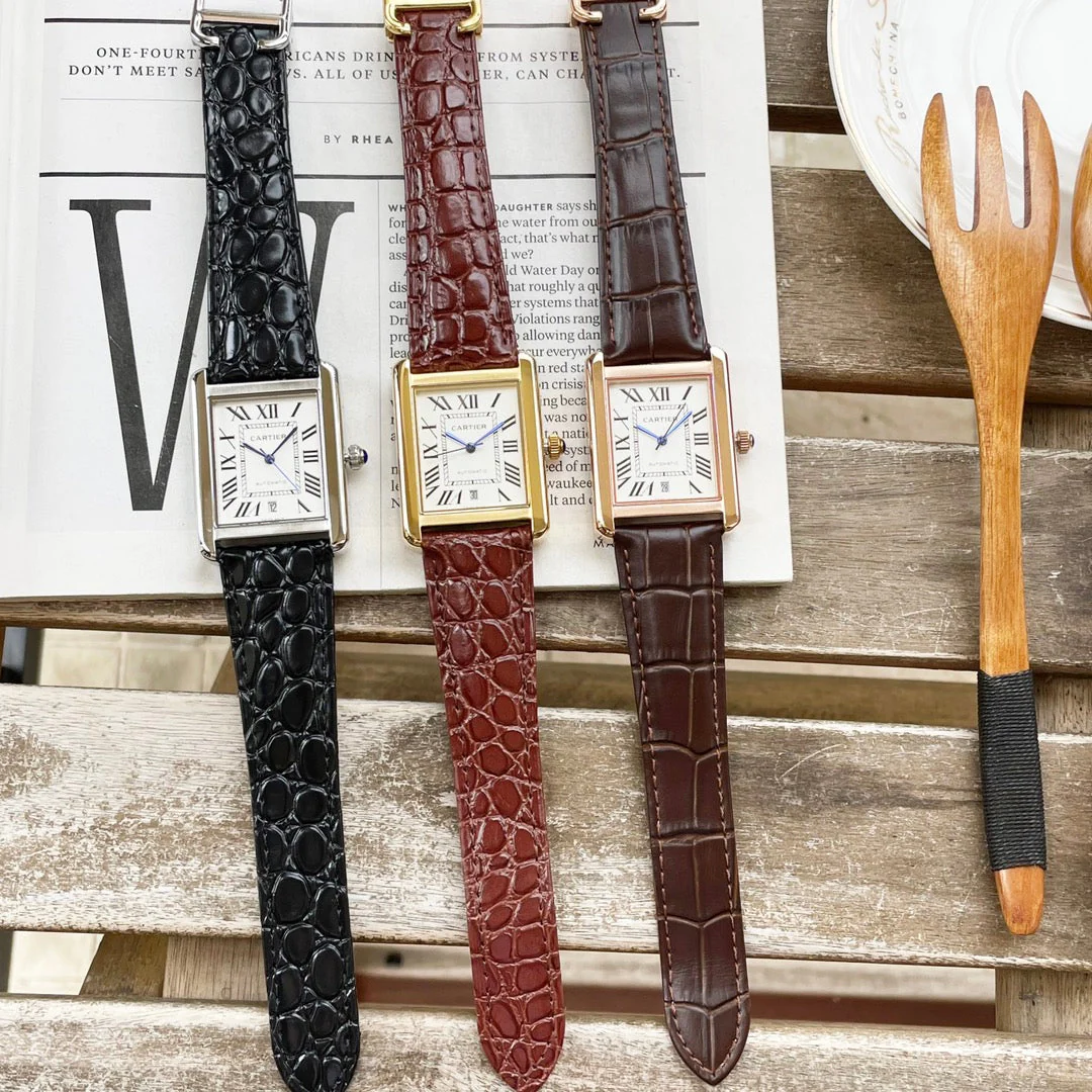 CARTIER Watch TANK MUST 31 LARGE SIZE PINK GOLD CASE CROCODILE LEATHER