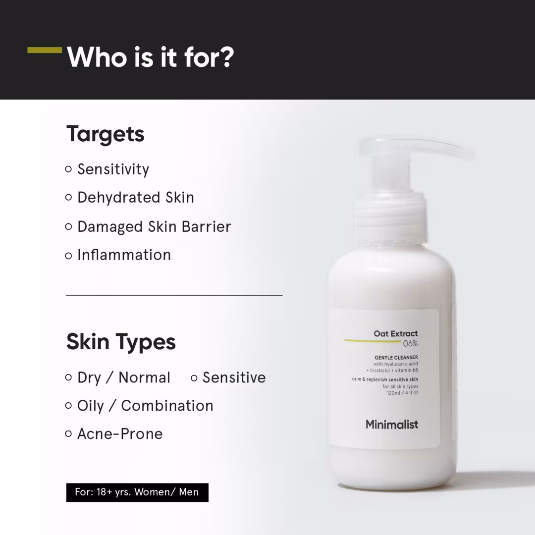 Minimalist  Oat Extract 6% Gentle Face Cleanser for Sensitive & Dry Skin