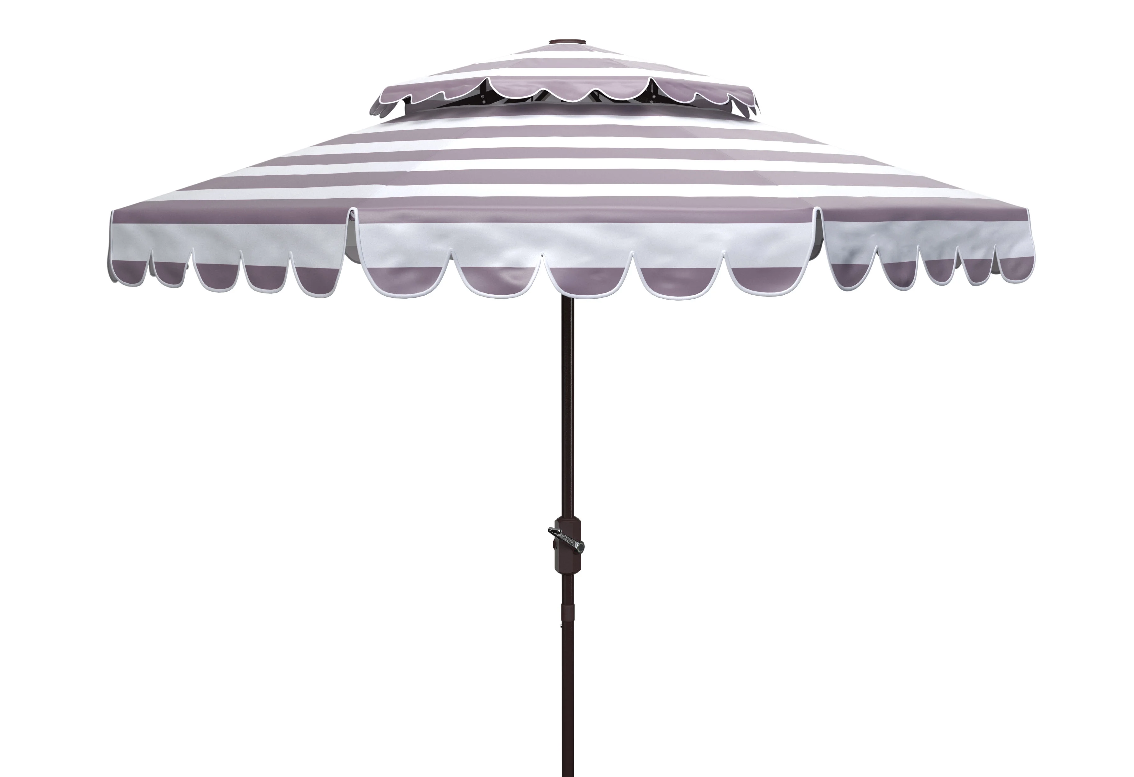 Safavieh Vienna 9' Market Crank Double Top Patio Umbrella, Grey/White