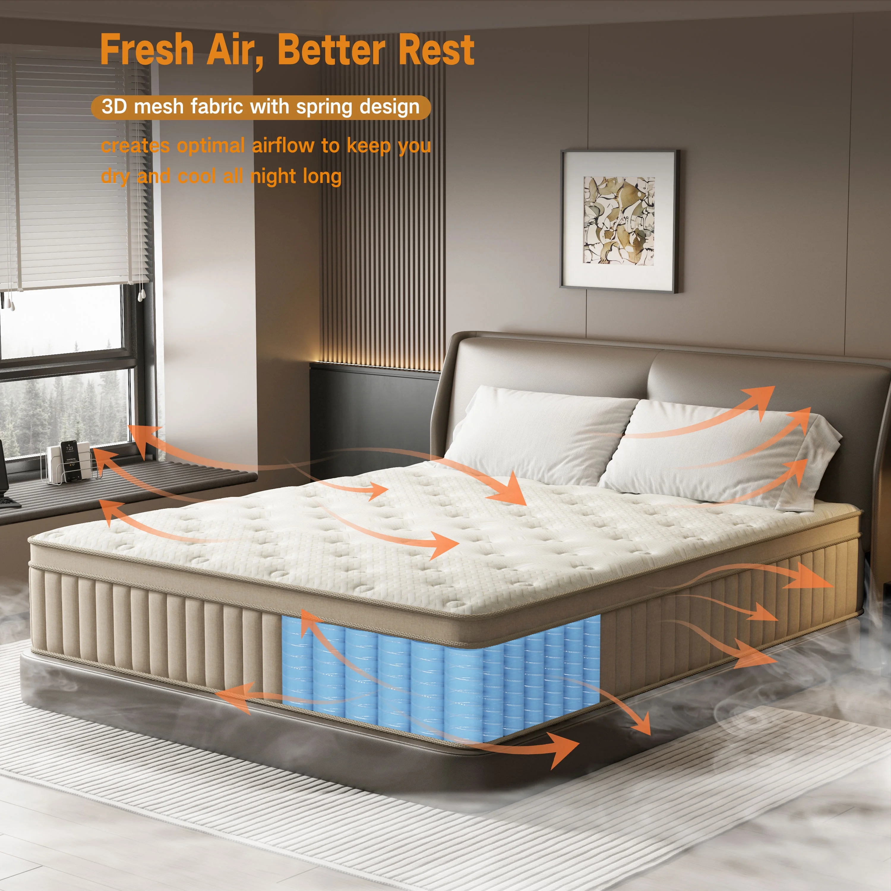 GUUKIN Queen Mattress, 12 Inch Hybrid Gel Memory Foam Mattress with Individually Wrapped Pocket Coils, Medium Firm Support, Pressure Relief, Mattress in a Box