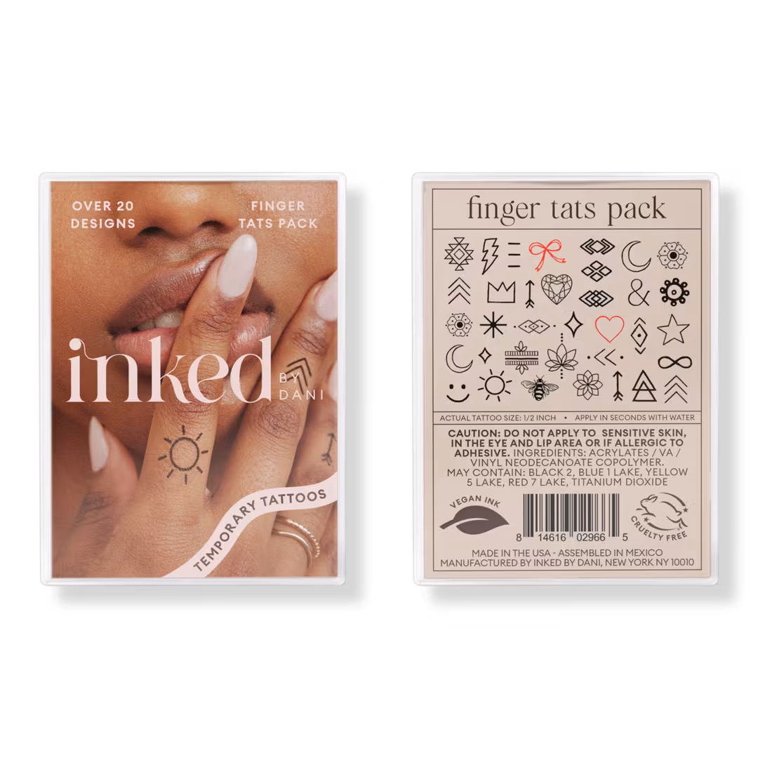 Inked by Dani  Finger Tats Temporary Tattoo Pack