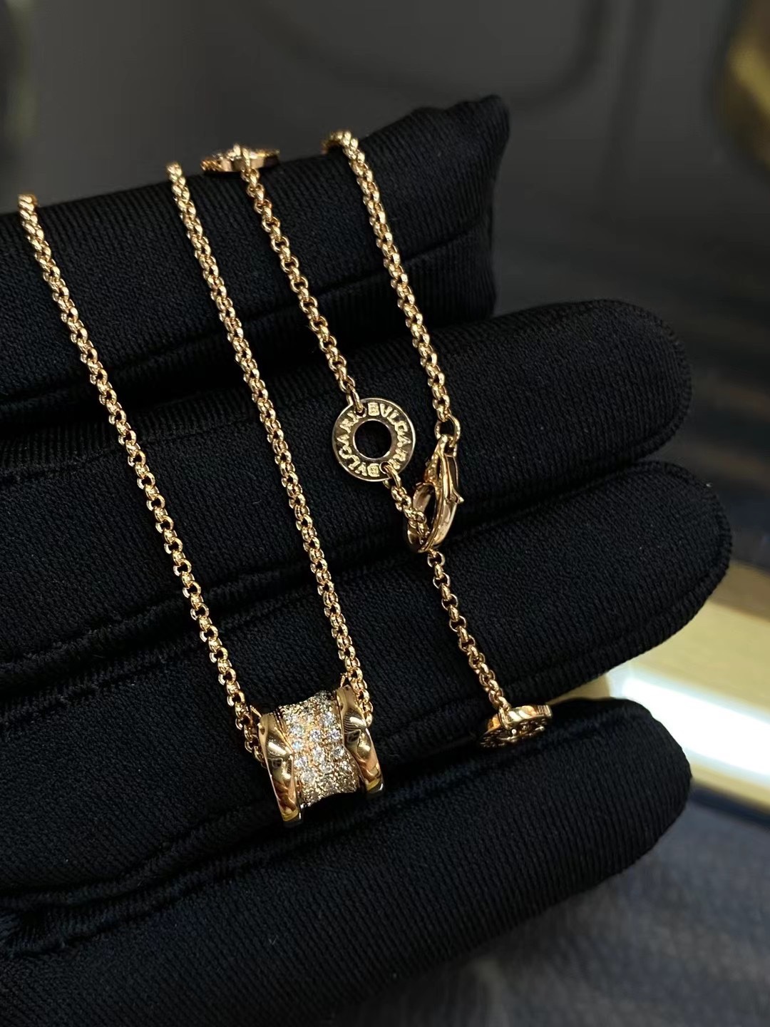 Bvlgari B.zero1 Pavé Crystal Pendant Necklace