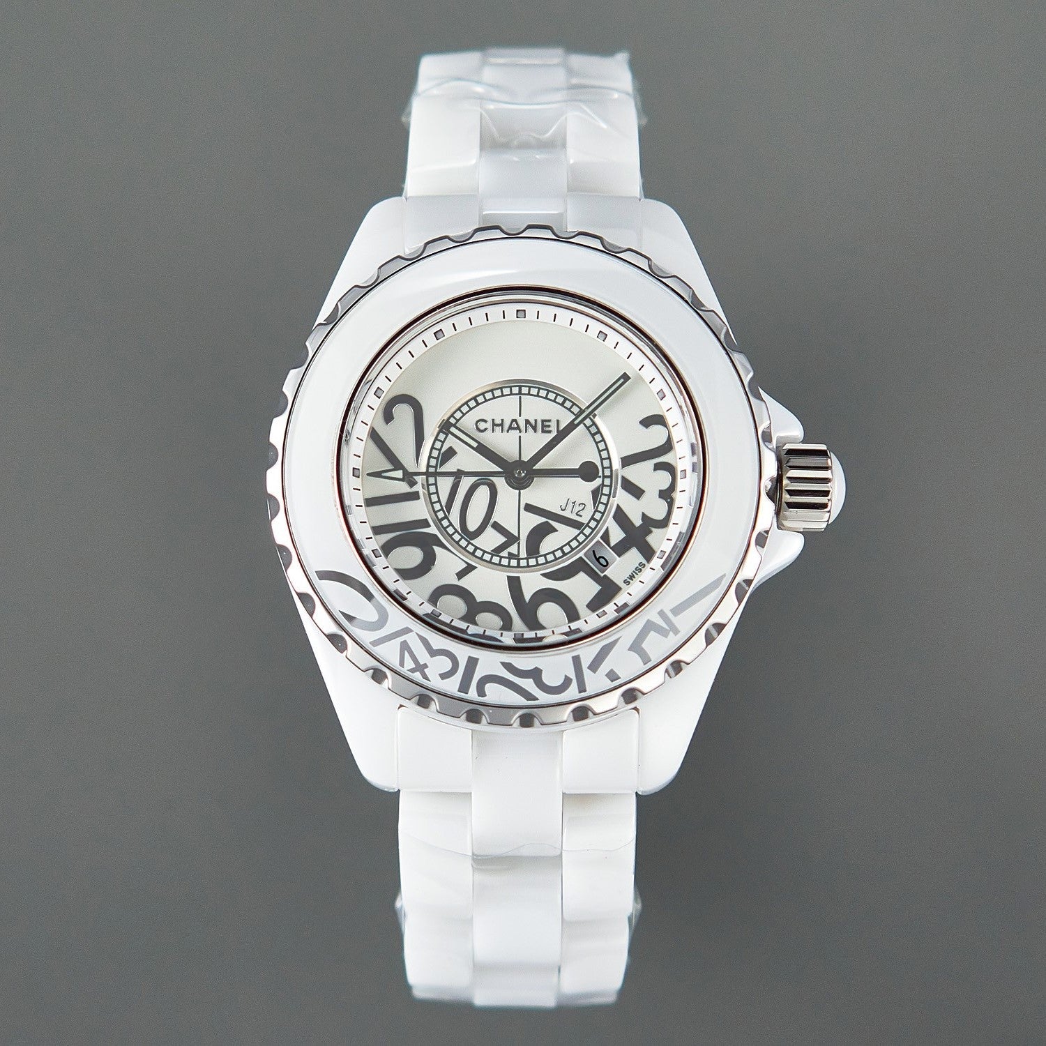 Chanel Watch J12 Date Quartz White Ceramic Stainless Graffiti Limited