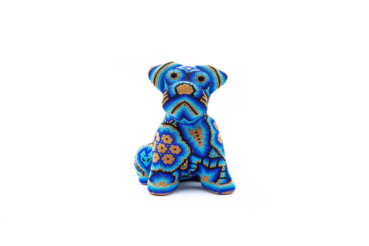Cachorro Schnauzer - Obra de Arte Huichol